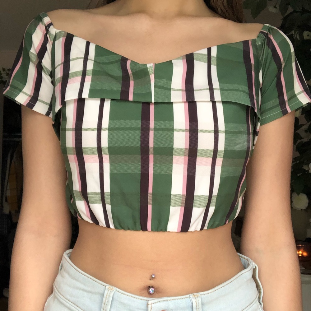 plaid crop top